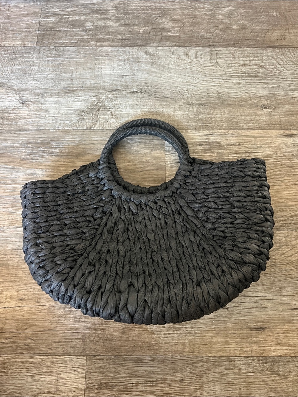 Zara Basic Woven Raffia Straw Handbag in Black - Picture 3 of 7